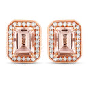 1.82 Carat Genuine Morganite and White Diamond 14K Rose Gold Earrings