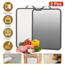 2Pcs Double Sided Cutting Board Stainless Steel PP Chopping Board Lightweight Kitchen Cutting Board Mesh Design with Grinding Zone Knife Sharpener Han