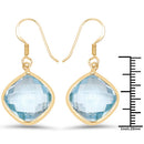 14K Yellow Gold Plated 29.00 Carat Genuine Blue Topaz .925 Sterling Silver Earrings