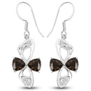 4.02 Carat Genuine Smoky Quartz and White Topaz .925 Sterling Silver Earrings