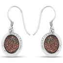 4.72 Carat Genuine Copper Bloom Drusy and White Topaz .925 Sterling Silver Earrings