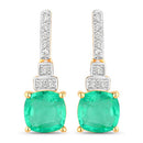 2.72 Carat Genuine Ethiopian Emerald and White Diamond 14K Yellow Gold Earrings