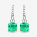 2.72 Carat Genuine Ethiopian Emerald and White Diamond 14K Yellow Gold Earrings