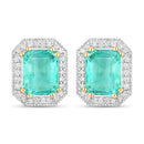 2.99 Carat Genuine Ethiopian Emerald and White Diamond 14K Yellow Gold Earrings