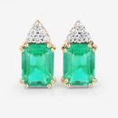 2.87 Carat Genuine Ethiopian Emerald and White Diamond 14K Yellow Gold Earrings
