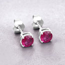 0.86 Carat Genuine Ruby 10K White Gold Earrings