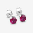 0.86 Carat Genuine Ruby 10K White Gold Earrings