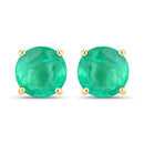 0.72 Carat Genuine Zambian Emerald 10K Yellow Gold Earrings