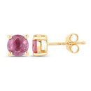 1.30 Carat Genuine Pink Sapphire 10K Yellow Gold Earrings