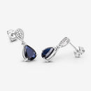2.76 Carat Genuine Blue Sapphire and White Diamond 10K White Gold Earrings