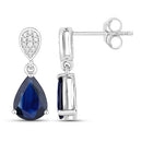 2.76 Carat Genuine Blue Sapphire and White Diamond 10K White Gold Earrings