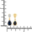 2.76 Carat Genuine Blue Sapphire and White Diamond 14K Yellow Gold Earrings