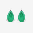 0.70 Carat Genuine Zambian Emerald 10K White Gold Earrings