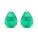 0.70 Carat Genuine Zambian Emerald 14K White Gold Earrings