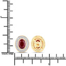 2.12 Carat Genuine Ruby and White Diamond 14K Yellow Gold Earrings