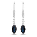 2.73 Carat Genuine Blue Sapphire and White Diamond 14K White Gold Earrings