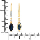 2.73 Carat Genuine Blue Sapphire and White Diamond 14K Yellow Gold Earrings