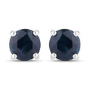 1.30 Carat Genuine Blue Sapphire 14K White Gold Earrings