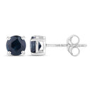 1.30 Carat Genuine Blue Sapphire 14K White Gold Earrings