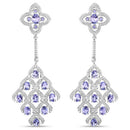3.90 Carat Genuine Tanzanite and White Topaz .925 Sterling Silver Earrings