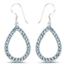 4.32 Carat Genuine London Blue Topaz .925 Sterling Silver Earrings