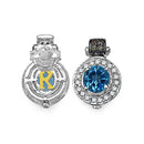 1.20 Carat Genuine Swiss Blue Topaz and 0.30 ct.t.w Genuine Diamond Accents Sterling Silver Earrings