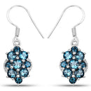 4.32 Carat Genuine London Blue Topaz .925 Sterling Silver Earrings