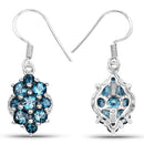 4.32 Carat Genuine London Blue Topaz .925 Sterling Silver Earrings