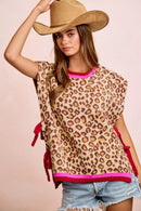 BiBi Leopard Pattern Side Tied Sweater Vest Top