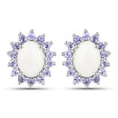 2.44 Carat Genuine Opal and Tanzanite .925 Sterling Silver Earrings
