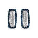 0.51 Carat Genuine Blue Diamond & White Diamond .925 Sterling Silver Earrings