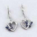0.57 Carat Genuine Blue Sapphire and Created White Sapphire .925 Sterling Silver Earrings