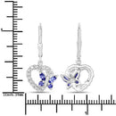0.50 Carat Genuine Tanzanite and Created White Sapphire .925 Sterling Silver Earrings