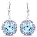 9.96 Carat Genuine Blue Topaz and Tanzanite .925 Sterling Silver Earrings