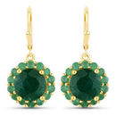 8.54 Carat Dyed Emerald and Emerald .925 Sterling Silver Earrings
