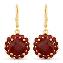 11.37 Carat Dyed Ruby and Ruby .925 Sterling Silver Earrings