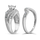 .925 Sterling Silver 1/3 Cttw Round Diamond Crisscross Engagement Ring Bridal Set (H-I Color, I1-I2 Clarity ) - Size 7