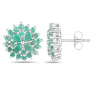 2.32 Carat Genuine Emerald .925 Sterling Silver Earrings