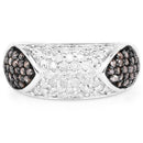 0.94 Carat Genuine Champagne Diamond and White Diamond .925 Sterling Silver Ring