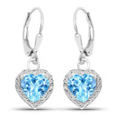 4.20 Carat Genuine Swiss Blue Topaz .925 Sterling Silver Earrings