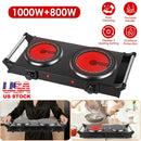 1800W Electric Double Burner Portable Heating Hot Plate Stove Countertop RV Hotplate with 5 Temperature Stepless Adjustments Portable Handles