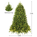 7.5 Feet Artificial Fir Christmas Tree with LED Lights and 1968 Branch Tips