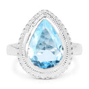 5.30 Carat Genuine Blue Topaz .925 Sterling Silver Ring