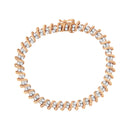 14KT Rose Gold Plated Sterling Silver Diamond S Link Tennis Bracelet (2 cttw, J-K Color, I1-I2 Clarity) - Size 7.5"