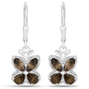 2.20 Carat Genuine Smoky Quartz .925 Sterling Silver Earrings