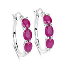 1.81 Carat Genuine Ruby and White Diamond .925 Sterling Silver Earrings
