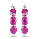 1.81 Carat Genuine Ruby and White Diamond .925 Sterling Silver Earrings