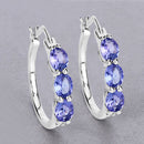 1.99 Carat Genuine Tanzanite and White Diamond .925 Sterling Silver Earrings