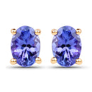 1.24 Carat Genuine Tanzanite 14K Yellow Gold Earrings