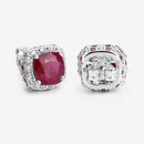 6.12 Carat Dyed Ruby, Ruby and White Topaz .925 Sterling Silver Earrings